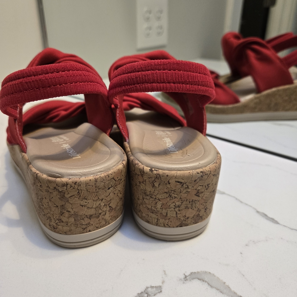 Life Stride Red Knot-Detail Espadrille Wedge Sandals - Picture 7 of 7